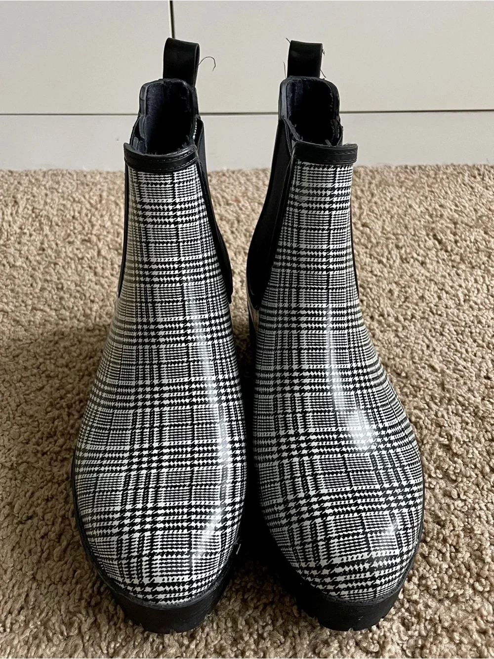 Jeffrey Campbell Chelsea Plaid Ankle Rain Boots Size 8